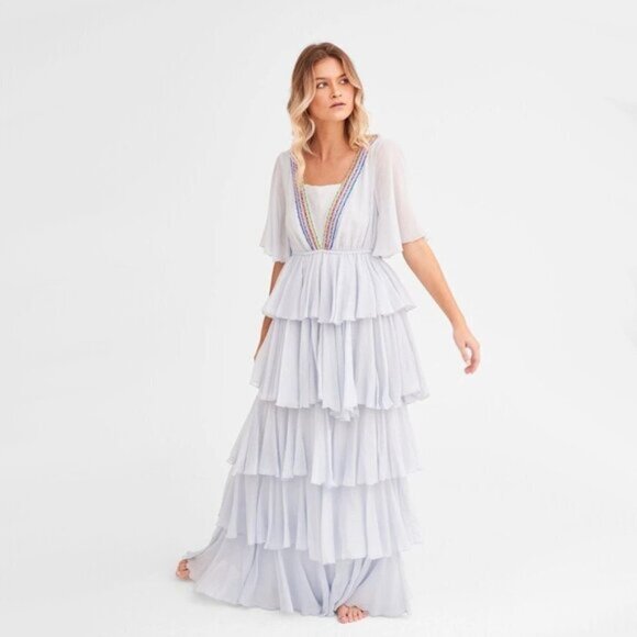 NWT Pitusa peach Talullah ruffle maxi dress - Picture 2 of 9